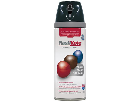 PlastiKote Twist & Spray Gloss Black 400ml PKT21100