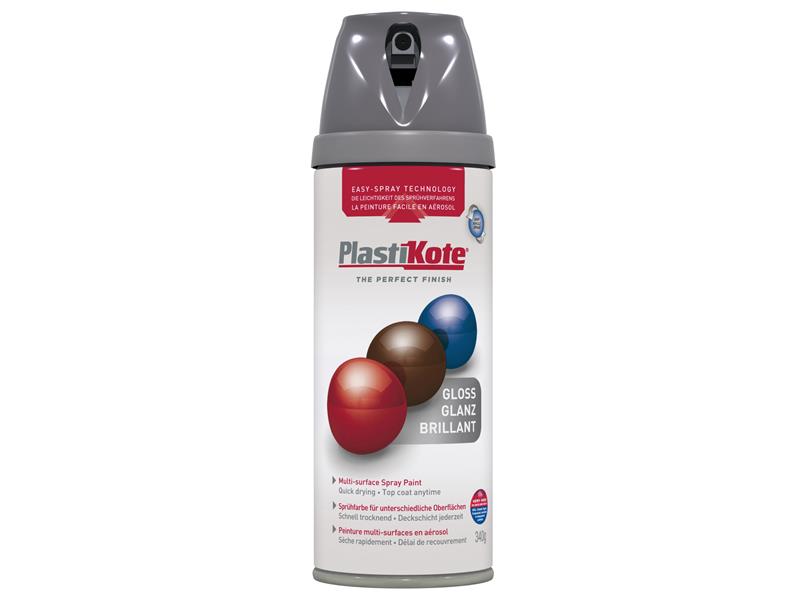PlastiKote Twist & Spray Gloss Medium Grey 400ml PKT21101