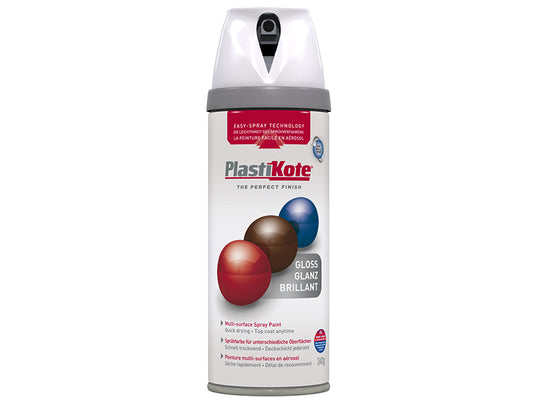 PlastiKote Twist & Spray Gloss White 400ml PKT21102
