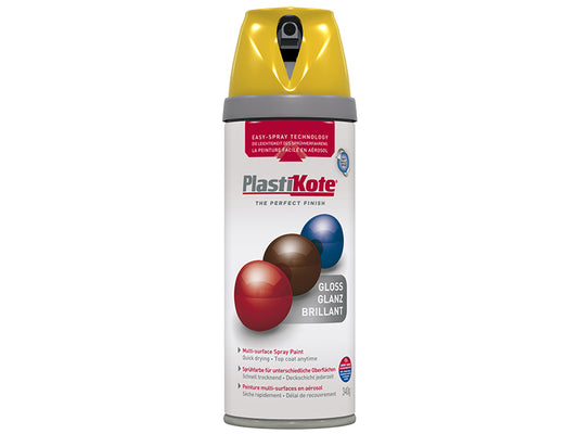 PlastiKote Twist & Spray Gloss Yellow 400ml PKT21105