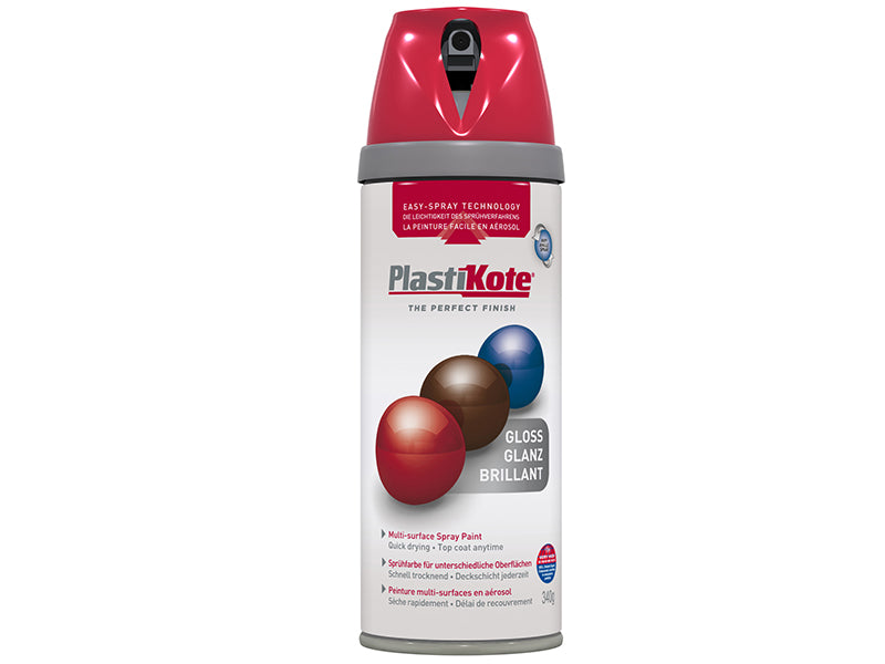 PlastiKote Twist & Spray Gloss Bright Red 400ml PKT21107