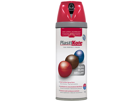 PlastiKote Twist & Spray Gloss Bright Red 400ml PKT21107