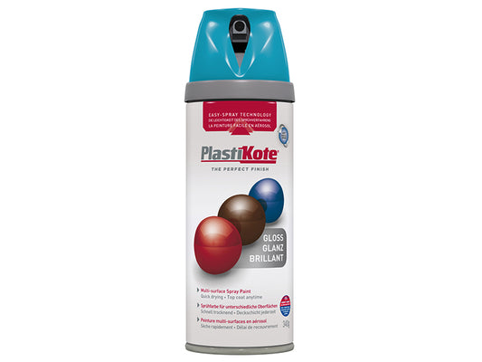 PlastiKote Twist & Spray Gloss Mediterranean Blue 400ml PKT21118