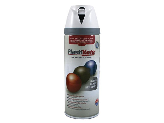 PlastiKote Twist & Spray Gloss Pure Brilliant White 400ml PKT21122