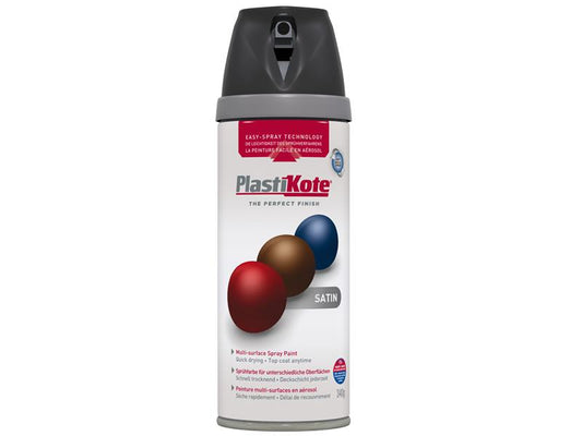 PlastiKote Twist & Spray Satin Black 400ml PKT22100