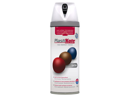 PlastiKote Twist & Spray Satin White 400ml PKT22101