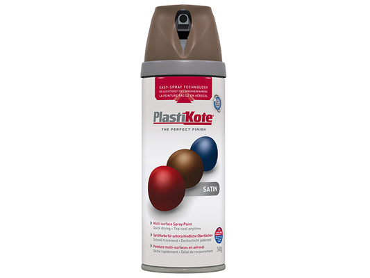 PlastiKote Twist & Spray Satin Chocolate Brown 400ml PKT22113