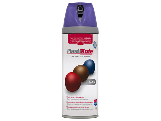 PlastiKote Twist & Spray Satin Sumptuous Purple 400ml PKT22116