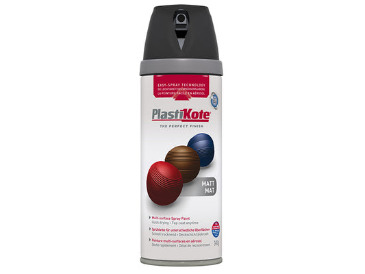 PlastiKote Twist & Spray Matt Black 400ml PKT23101