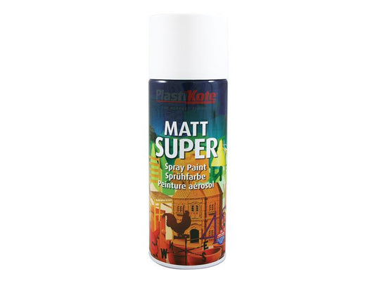 PlastiKote Super Spray Matt White RAL 9016 400ml PKT3115