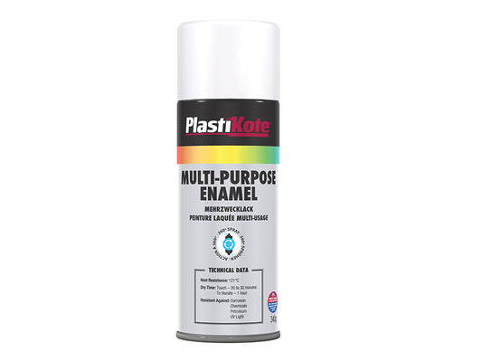 PlastiKote Multi Purpose Enamel Spray Paint Matt White 400ml PKT60103