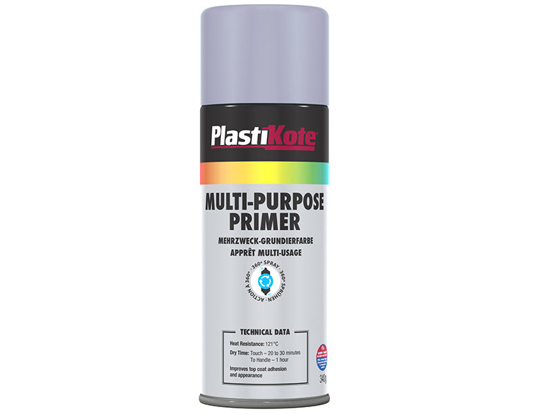 PlastiKote Multi Purpose Enamel Spray Grey Primer 400ml PKT60108