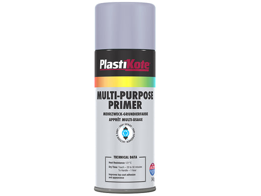 PlastiKote Multi Purpose Enamel Spray Grey Primer 400ml PKT60108