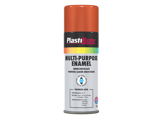 PlastiKote Multi Purpose Enamel Spray Paint Gloss Orange 400ml PKT60110