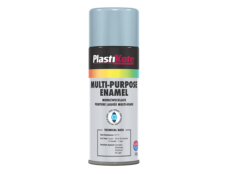 PlastiKote Multi Purpose Enamel Spray Paint Gloss Aluminium 400ml PKT60112