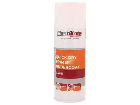 PlastiKote Trade Quick Dry Primer Spray White 400ml PKT71000