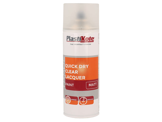 PlastiKote Trade Quick Dry Clear Lacquer Spray Matt 400ml PKT71003