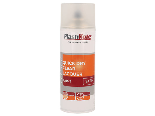 PlastiKote Trade Quick Dry Clear Lacquer Spray Satin 400ml PKT71004