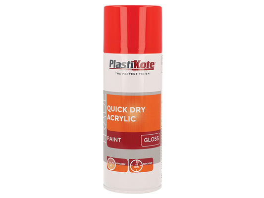 PlastiKote Trade Quick Dry Acrylic Spray Paint Gloss Red 400ml PKT71014