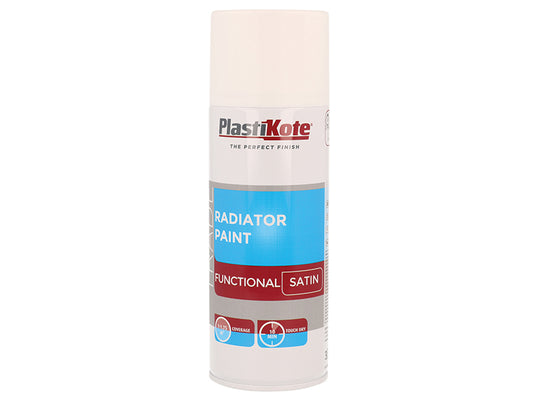PlastiKote Trade Radiator Spray Paint Satin White 400ml PKT71017