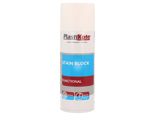 PlastiKote Trade Stain Block Spray Paint White 400ml PKT71019