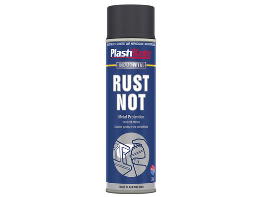 PlastiKote Rust Not Spray Matt Black 500ml PKT784