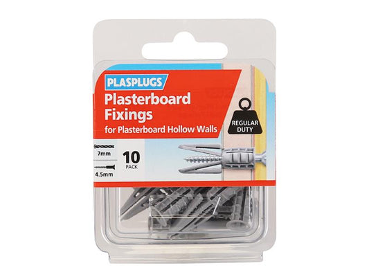 Plasplugs CF 104 Standard Plasterboard Fixings Pack of 10 PLACF104