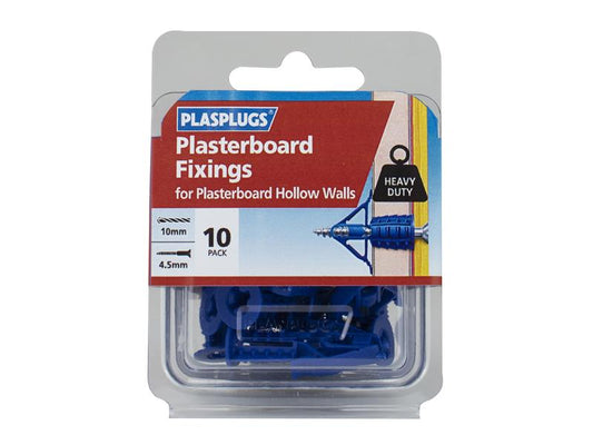 Plasplugs HCF110 Heavy-Duty Plasterboard Fixings Pack of 10 PLAHCF110