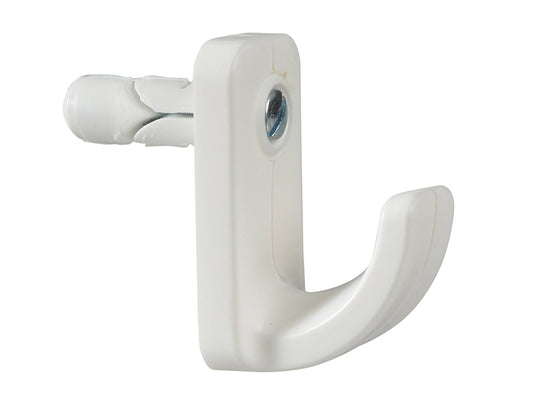 Plasplugs White Single Hollow Door Hook Pack of 1 PLAHW124