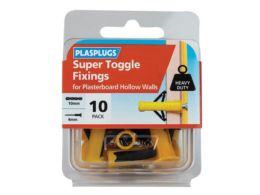 Plasplugs Super Toggle Fixings Pack 10 PLAHWST010