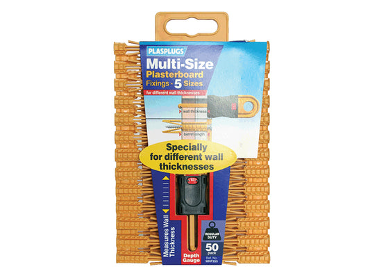 Plasplugs Multi-Size Plasterboard Fixings (50) PLAMNF555