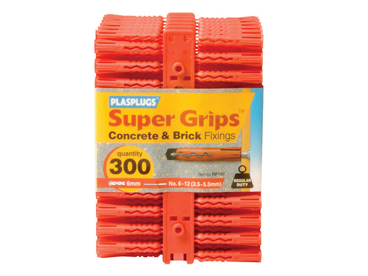 Plasplugs RP 187 Solid Wall Super Grips™ Fixings Red (300) PLARP187