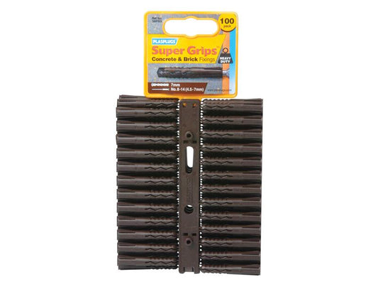 Plasplugs SBP 503 Solid Wall Super Grips™ Fixings Brown (100) PLASBP503