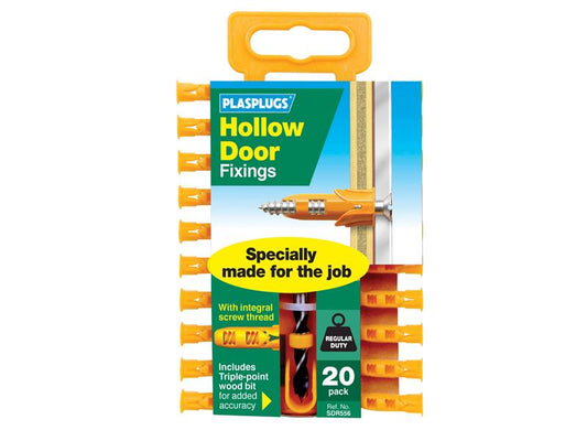 Plasplugs SDR556 Hollow Door Fixings (20) PLASDR556