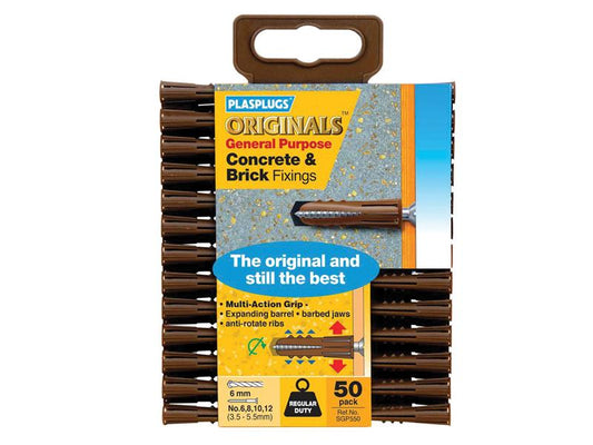Plasplugs SGP550 Originals™ General-Purpose Fixings (Pack 50) PLASGP550