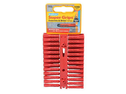 Plasplugs SRP 502 Solid Wall Super Grips™ Fixings Red (100) PLASRP502
