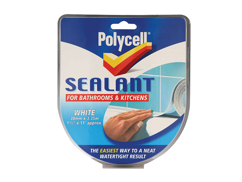 Polycell Sealant Strip Kitchen / Bathroom White 41mm PLCSSBKWH41