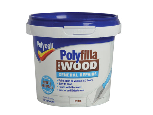 Polycell Polyfilla for Wood General Repairs White Tub 380g PLCWGRWH380