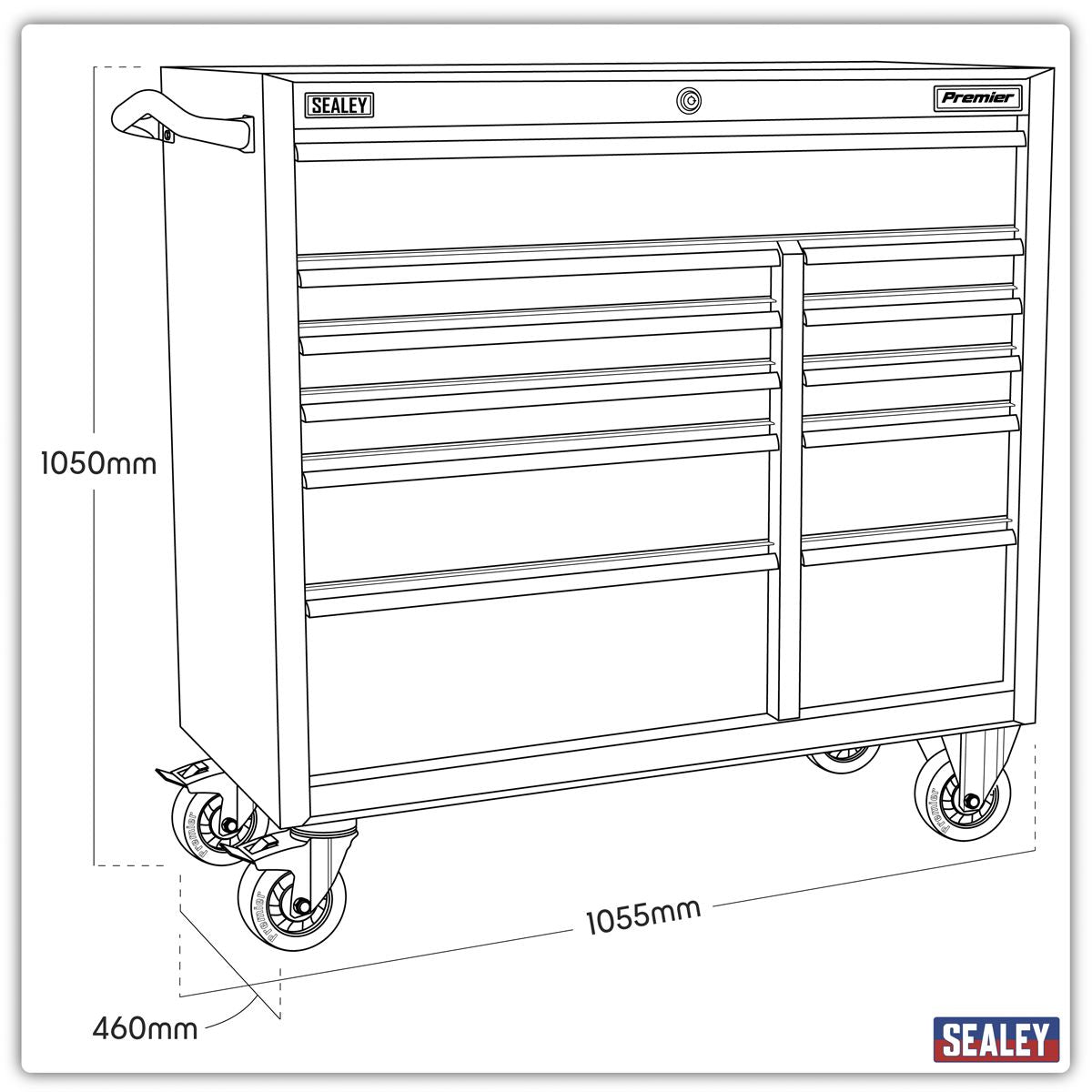 Sealey Rollcab 11 Drawer 1055mm Heavy-Duty Black PTB105511