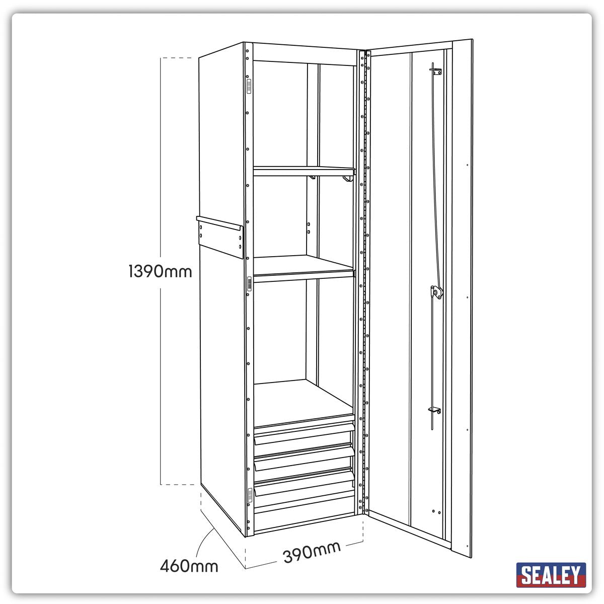 Sealey Hang-On Locker 3 Drawer Heavy-Duty PTB39003
