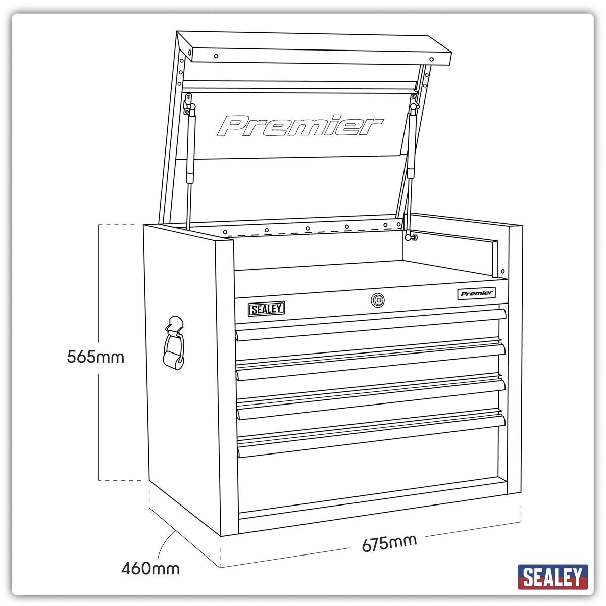 Sealey Topchest 4 Drawer 675mm Stainless Steel Heavy-Duty PTB66004SS