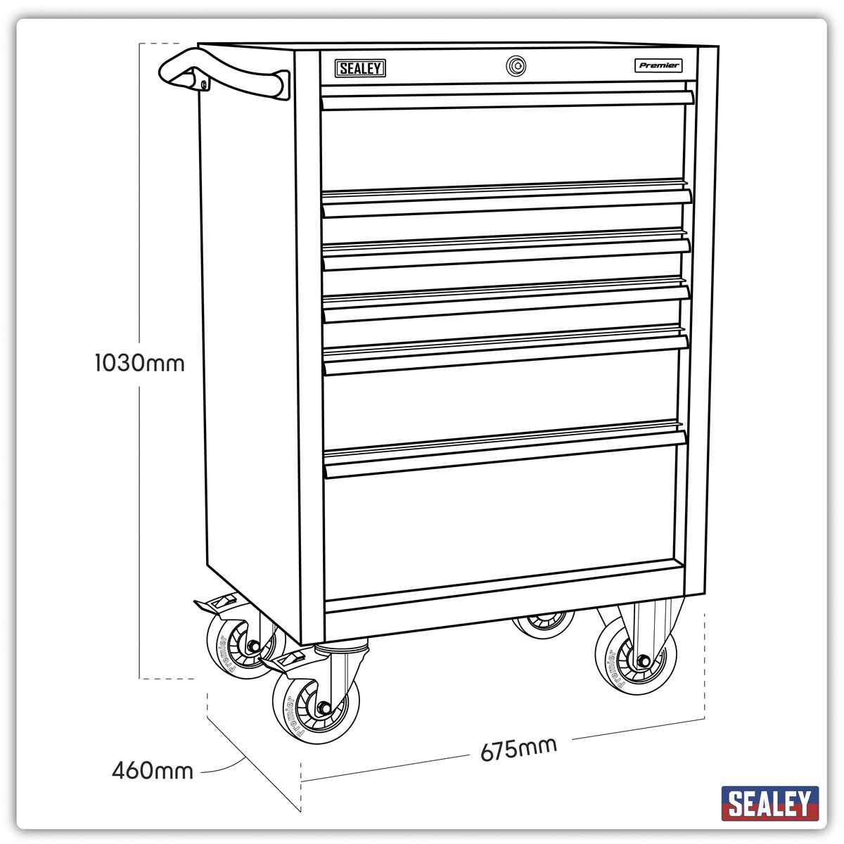 Sealey Rollcab 6 Drawer 675mm Stainless Steel Heavy-Duty PTB67506SS