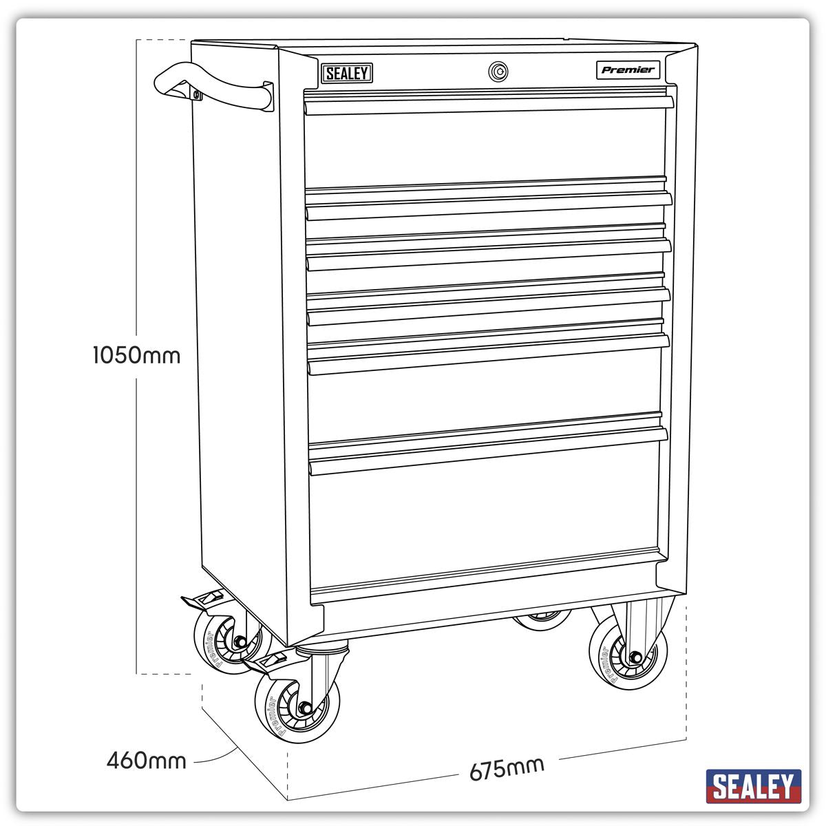 Sealey Rollcab 6 Drawer 675mm Heavy-Duty Black PTB67506