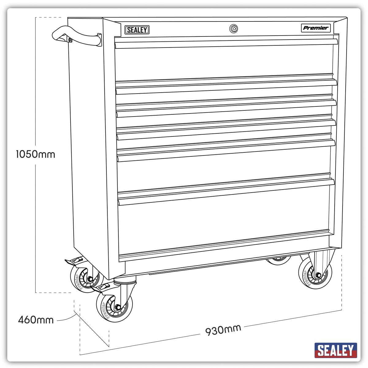 Sealey Rollcab 6 Drawer 930mm Heavy-Duty Black PTB93006
