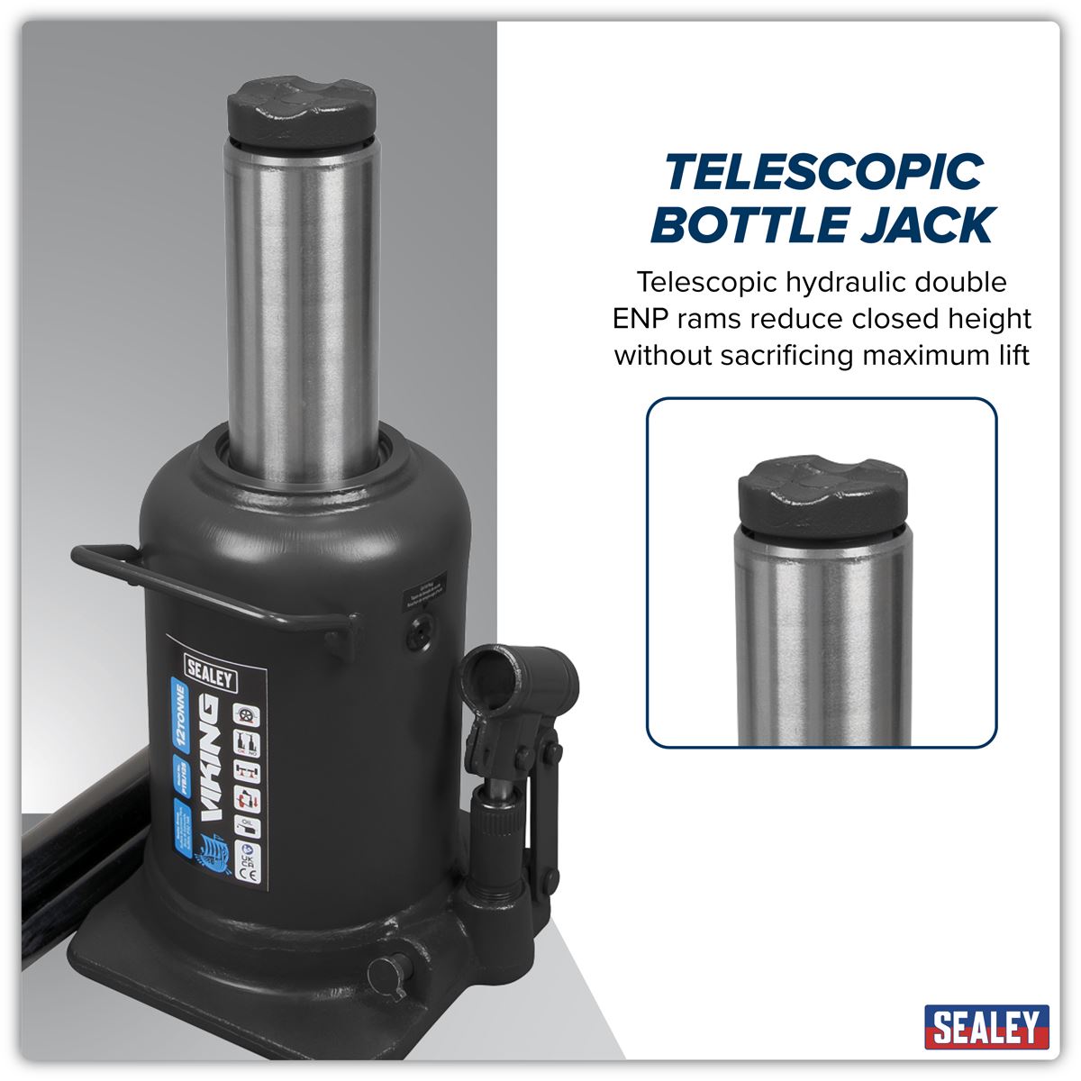 Sealey Viking Telescopic Bottle Jack 12 Tonne PTBJ12S