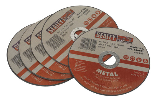 Sealey Cutting Disc �100 x 1.2mm �16mm Bore Pack of 5 PTC/100CET5