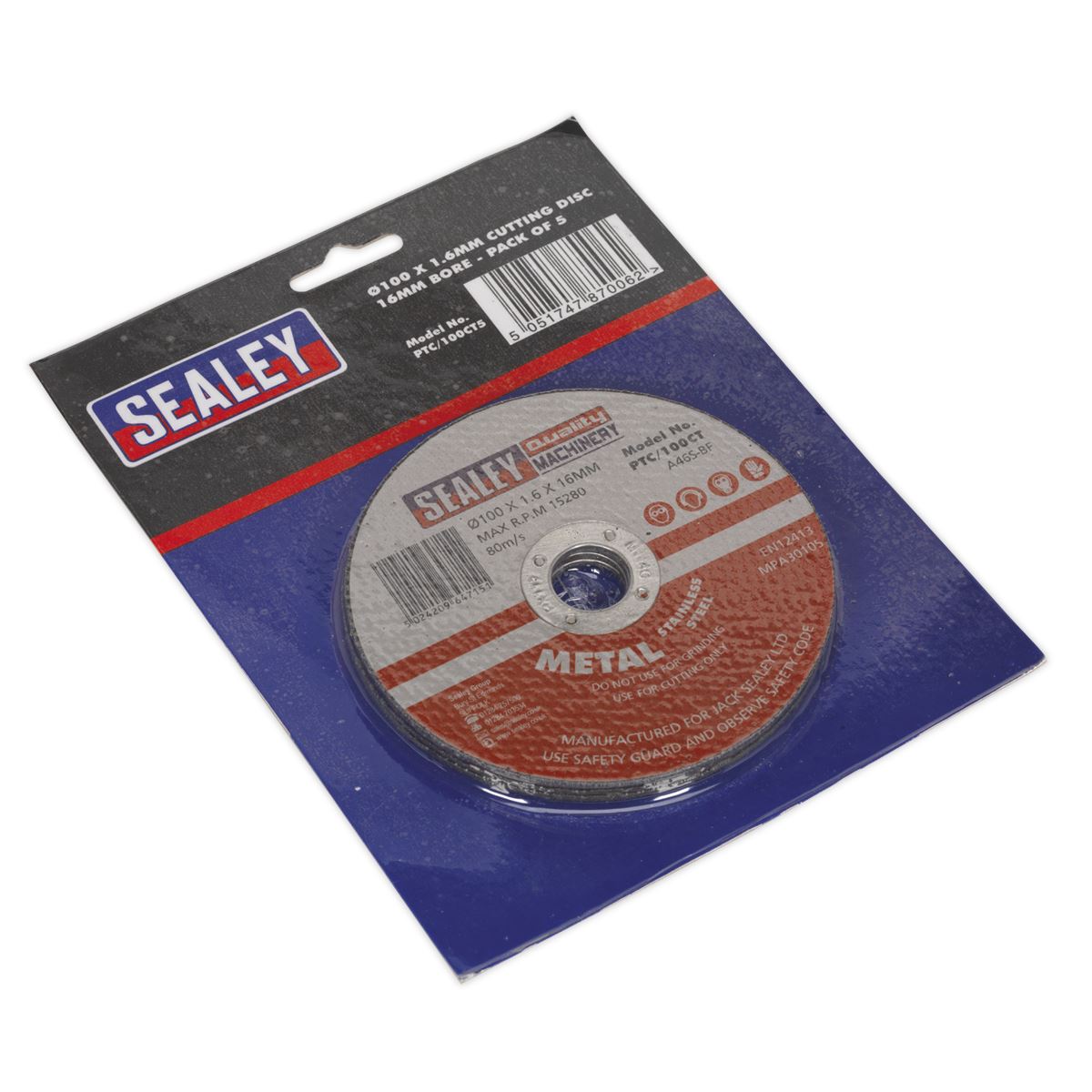 Sealey Cutting Disc �100 x 3mm �16mm Bore PTC/100C