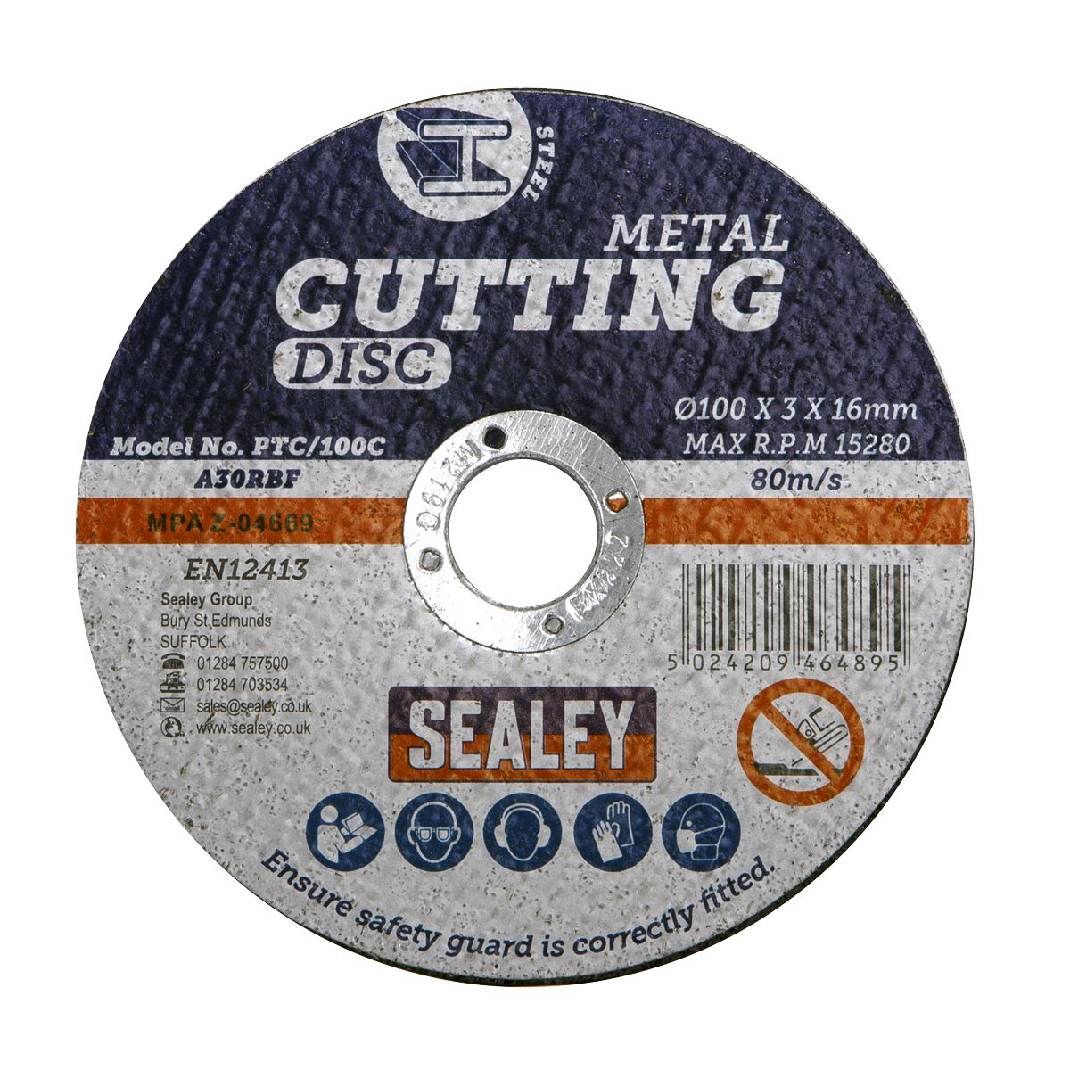 Sealey Cutting Disc �100 x 3mm �16mm Bore PTC/100C