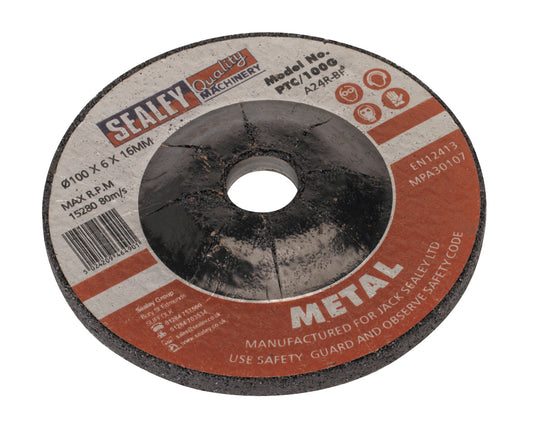 Sealey Grinding Disc �100 x 6mm �16mm Bore PTC/100G
