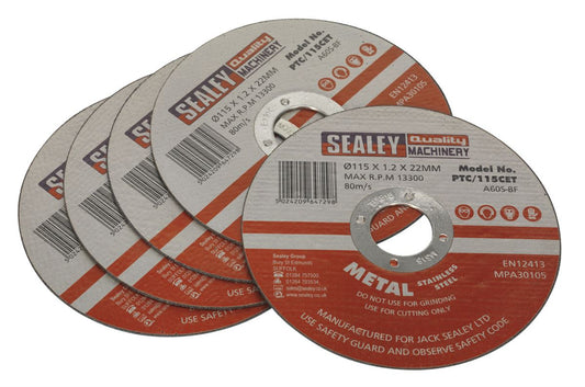 Sealey Cutting Disc �115 x 1.2mm �22mm Bore Pack of 5 PTC/115CET5